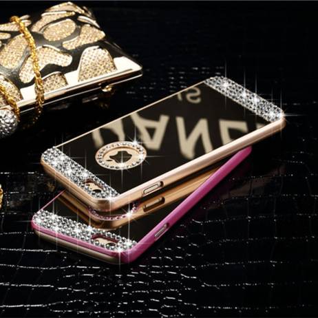Pure manual Luxury Crystal Diamond Mirror Hard Case Cover for Appler iPhone 4 4s 5 5s 6 6s 4.7