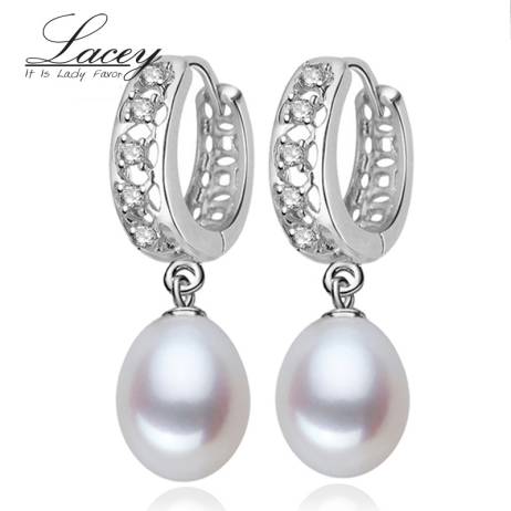 LACEY Real Pearl hoop Earrings, Natural Freshwater pearl earrings For Women with 925 sterling Silver Jewelry Hot Selling
