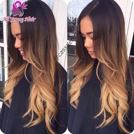 2016 Hot Selling Blonde Ombre Glueless Full Lace Human Hair Wigs Brazilian Body Wave Ombre Lace Front U Part Wig With Baby Hair