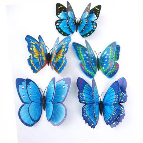 Butterfly Wall Stickers Double Layer 3D Butterflies colorful bedroom living room Decors 12pcs/lot Home Fridage Decoration 4color