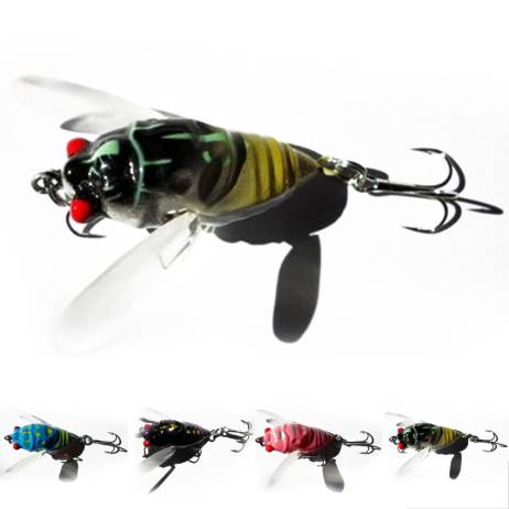 Random Color 2016 New Promotions 1 Pcs 4-Color Cicada Baits Fishing Lures Bass Crank baits 4cm 6.4g Float Baits