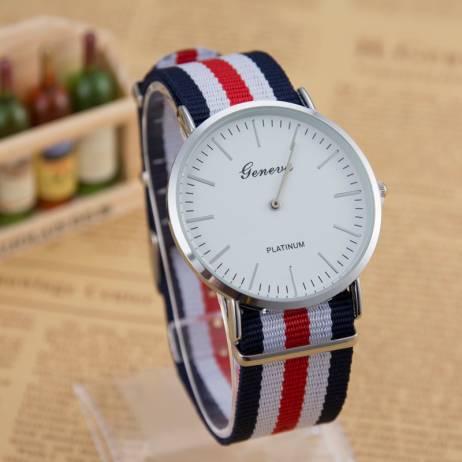 Hot Selling Fashion Luxury Brand GENEVA Nylon Strap Quartz Watches Women Men Military Wrist Watch Relogio Masculino Gift Clock
