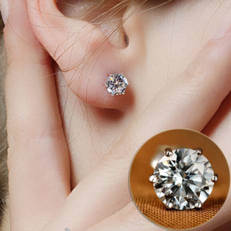 AAA+ Simple New Design Rhinestone Crystal Silver Stud Earrings Piercing Ear Studs for Women Wedding Party Gift Free Shipping