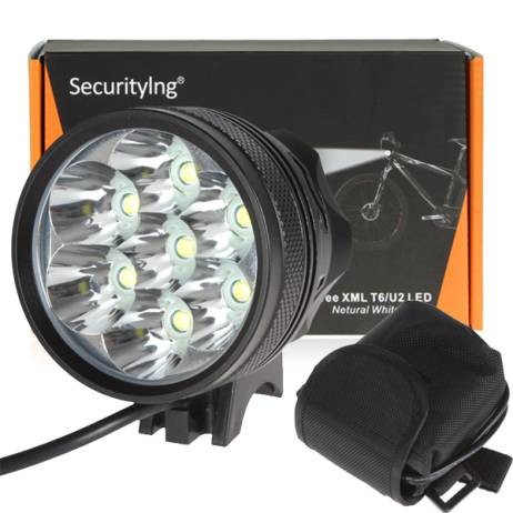 SecurityIng Waterproof 10000Lm 7 x XML T6 LED Bright Bicycle Bike Front Flash Light + 8000mAh Rechargeable Battery Pack