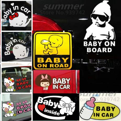 Free shipping !! Cool Baby on Board baby in car Car Sticker Waterproof Reflective Car Decal On Rear Windshield car styling