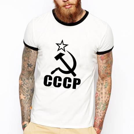 Unique CCCP Russian T Shirts Men USSR Soviet Union Man t shirt Moscow Russia Mens Tees Cotton O Neck Ringer Tops Free Shipping