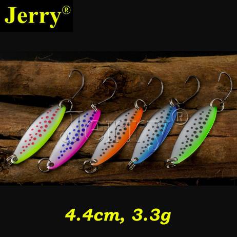Jerry 5pcs color spoon 4.4cm 3.3g salmon trout free tackle box metal lure spots fishing bait