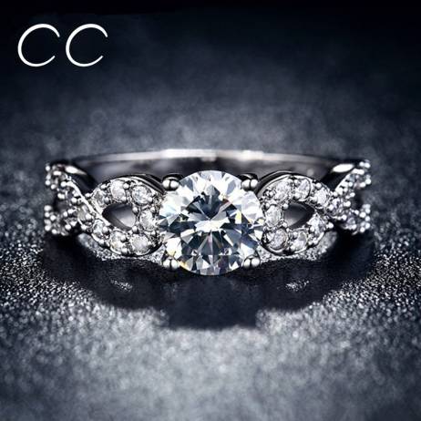 Hot Sale White Gold Plated Wedding Party Rings for Women Brilliant CZ Diamond Engagement Sapphire Jewelry Bijoux Anel Best Gifts