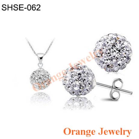 Fashion Crystal Set 10mm CZ Disco Pave Crystal Ball Pendant Necklace+Stud Earrings+Silver Chains Mix Options Free Shipping