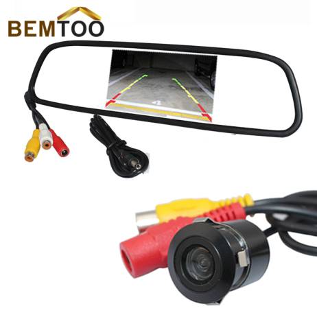 Free Shipping , Waterproof Night Vision Car Rear View Camera With 4.3 inch TFT Color LCD For Car Mirror Monitor