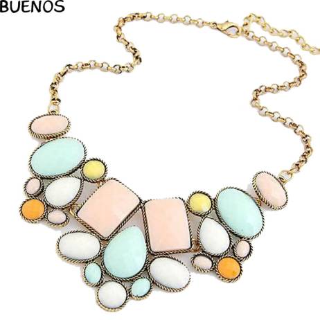 2016 New Resin Geometric Vintage Maxi Necklaces & Pendants Link Chain Short Statement For Women Necklace Jewelry SW400