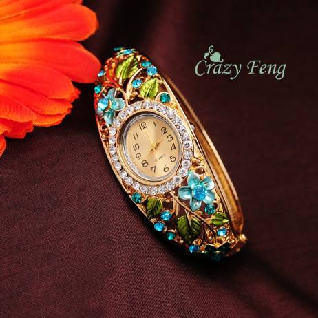 Free Shipping Geneva fashion luxury style Quartz watch women Wristwatches18K gold plated brass band ladies dress watches
