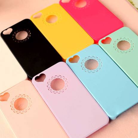Cute candy Color Loving Heart Flower Lace Hard Phone Case Cover For apple iphone 5 5s 4 4S
