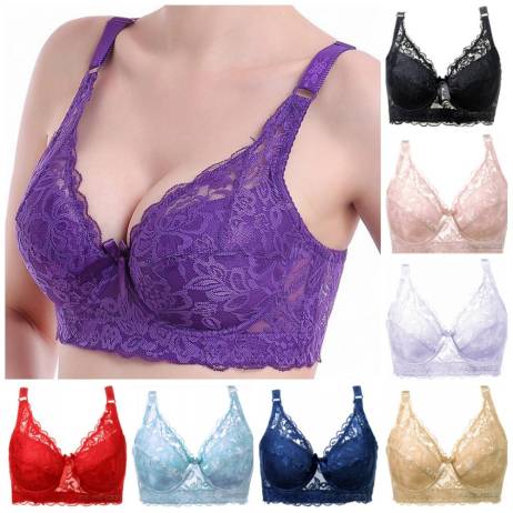 Plus size Push up Ultra thin Sexy Full Lace Coverage Flower Adjustable Bras 80-100 C D Cup Bras Big Size Free Shipping H103