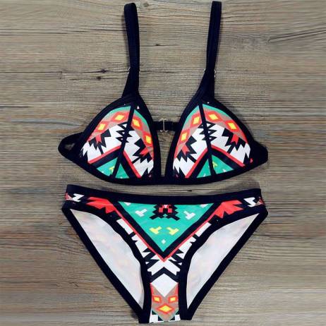 Women Swimsuit Wirefree Push Up Bra Set Swimsuit Chic Bathing Suit Swimwear Padded Printed Two-piece Bikinis Sets S/M/L/XL