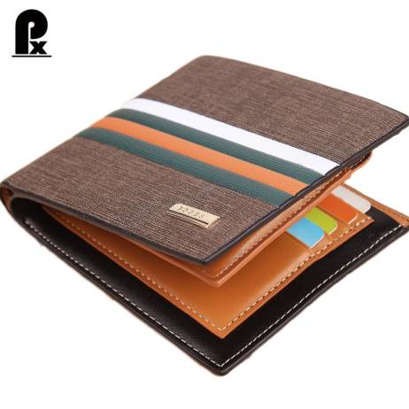 2016 designer genuine pu leather wallet men wallets luxury brand Brown Striped russia money clip men's leather wallet male purse