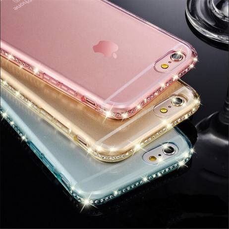 New ! Luxury Ultra Thin Crystal Diamond Bling Gel Transparent Phone Case Cover for iPhone 5 5S 6 6S Plus Cover case back bags