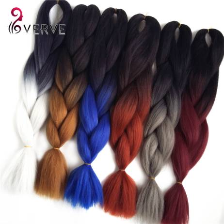 Ombre Kanekalon Braiding Hair 24 inch 100g/piece Synthetic Two Tone High Temperature Fiber Kanekalon Jumbo Braid Hair Extension