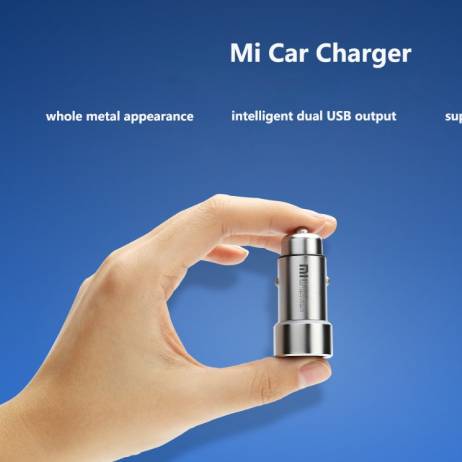 100% Original Xiaomi MI Car Charger Metal Appearance Dual USB Output Quick Charger Adapter For iPhone 5 5S 6 6S For Samsung Etc