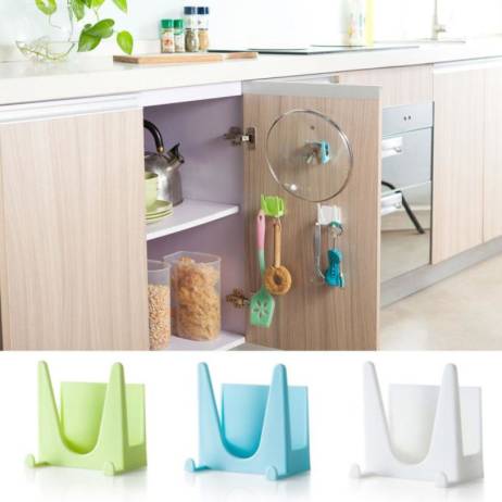 Cooking Tool Hot 1PCS Plastic kitchen accessories Pot Pan Cover Shell Cover Sucker Tool Bracket Storage Holder Rack