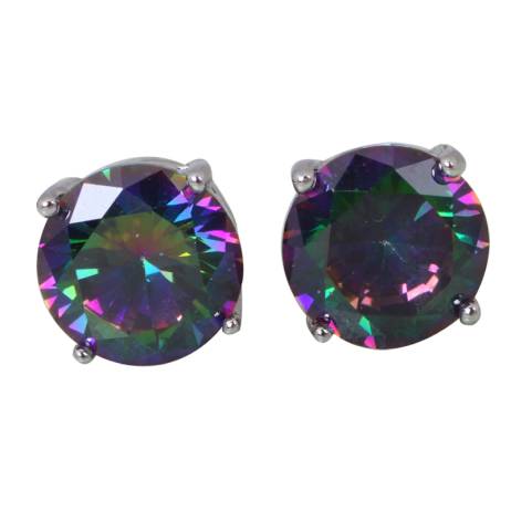 Glam Luxe Mysterious Brand designer Rainbow Topaz 18k White Gold Plated Stud earrings fashion Cute jewelry E254