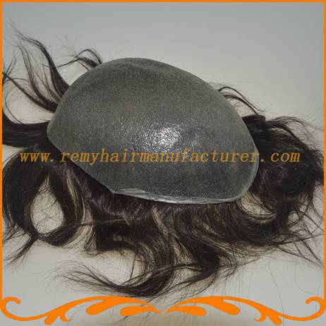 Mens toupee thin skin base size 8*10inch or other size Indian remy hair men's wig stock free shipping