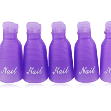 10PC Pink/White/Purple Color New Plastic Nail Art Soak Off Cap Clip UV Gel Polish Remover Wrap Tool