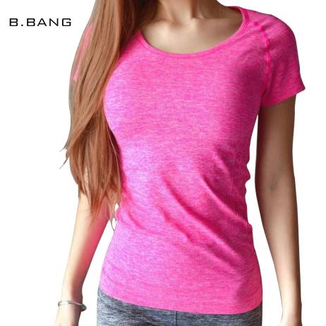 B.BANG Women Professional Shirt for Fitness Running Sports T shirt Short-sleeved Quick Drying Tees Jogging Exercises Woman Tops