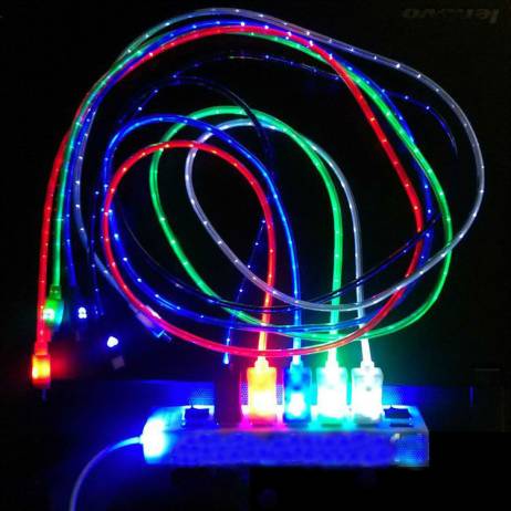 1pcs 5Colors Beautiful 1M LED Light Durable Micro USB Cable Charger Data Sync Cord For Samsung Galaxy S3 S4 S5 HTC Android phone