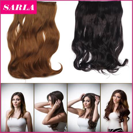 2015 New Hot!!! 20inch 50cm 135g Wavy Flip In Hair Extensions Hairpiece Hair Pieces Natural Synthetic Halo Hair Extension M01