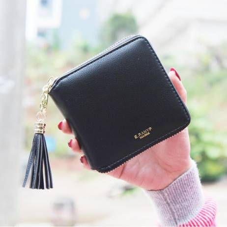 2016 Fashion Women Wallets PU Leather Tassel Female Wallet Ladies Bronzing Clutches New Brand Card Holder valentine's day gift