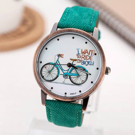 New Fashion Women Girls Kids Bike Watches Vintage Wristwatch Canvas Fabric Strap Bicycle Pattern Quartz Cartoon Watch gift Clock