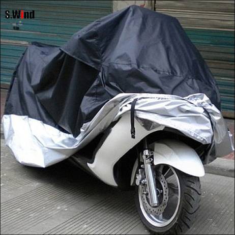Waterproof Outdoor UV Protector Motobike Rain Dust Cover Bike Motorcycle Cover Black and Silver Size L Free Shipping