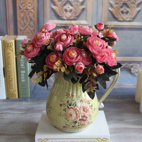 Artificial Fake Peony Flower Hot Vivid 6 Branches Autumn Home Room Bridal Hydrangea Decor Real Touch high qulity long life color