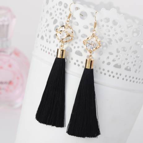 Wholesale 2015 Fashion Jewelry Tassel Crystal Alloy Dangle Earrings Oversize Pendientes Long Earrings For Women ED074