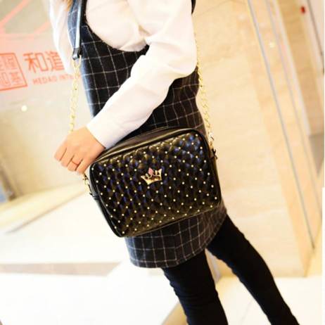 2015 Fashion Style Women Candy Colors Messenger Bags For Women Ladies Rivet Chain Shoulder Bag PU Leather shoulder bags #Y5