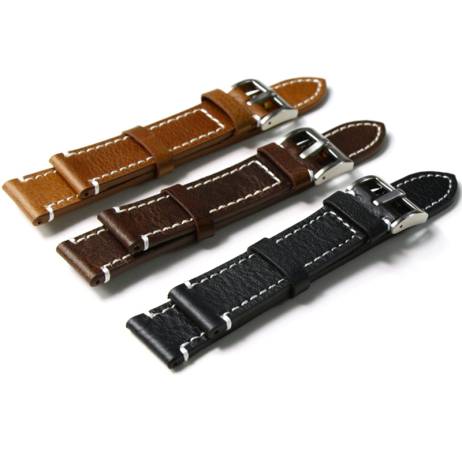 18 20 22mm Men Stainless Steel Buckle Watch Strap Genuine Leather Band Length Long 12.5cm 7993