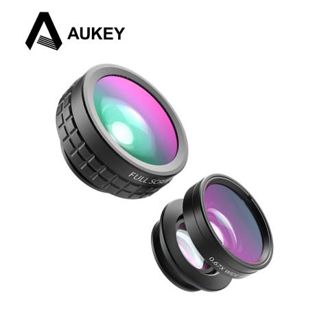 AUKEY 3in 1 Clip-on Cell Phone Camera Fish eye Lens 180 Degree Fisheye Lens + Wide Angle + Macro Lens for iPhone Samsung Xiaomi