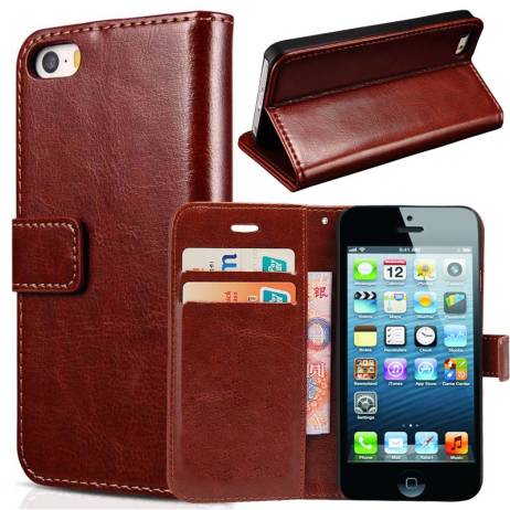 5 / 5S Vintage Wallet Leather Phone Case for iPhone 5 5S Flip Cover Luxury Case for iPhone5 Coque With Stand + 2 Card Holders