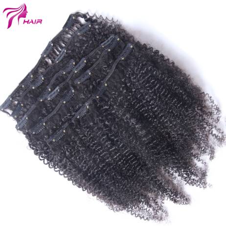 Virgin Brazilian Clip In Extension Afro Kinky Curly Clip In Brazilian Hair Extension Natural Black Clip In Human Hair Extensions