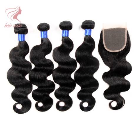 8A Grade Peruvian Virgin Hair Body Wave With Closure Cheap Human Hair With Closure Piece Ms Lula Hair With Closure And Bundles
