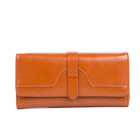 Free Shipping 100% Oil Waxing Cowhide Women Wallet Long Designer Drew-string Leather Wallets Ladies Clutch Purse Card Holder