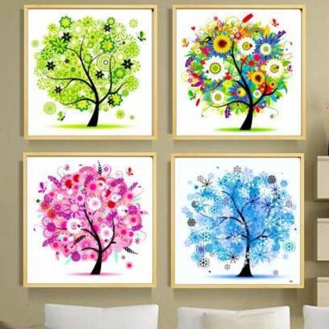 2016 NewArea Highlight Diamond Needlework Diy Diamond Painting Kit Diamond Cross Stitch Embroidery The tree with four seasons