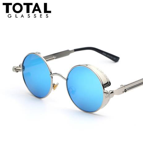 Gothic Steampunk Mens Sunglasses Coating Mirrored Sunglasses Round Circle Sun glasses Retro Vintage Gafas Masculino Sol