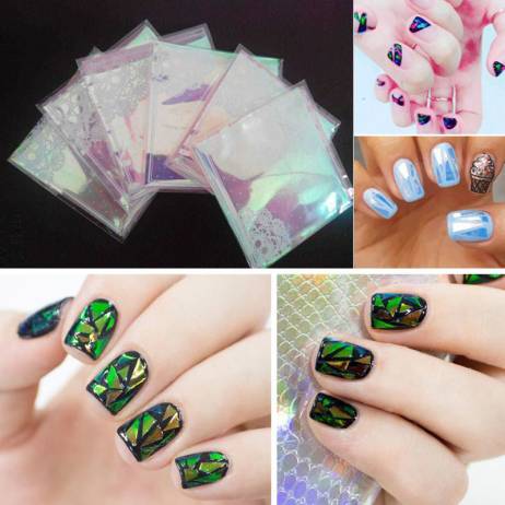 5Pc/Lot 2016 Fashion Punk Transfer Foil Sticker Broken Glass Nail Art DIY Nail Beauty Decoration Stencil Decal NA981