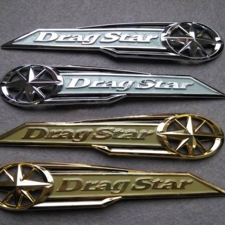 Classic Chrome Dragstar Gas Tank Badge Emblem Drag Star Decal Stickers for Yamaha Vstar XVS XV 400 650 Silver Gold