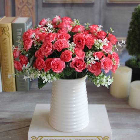 Artificial Silk Flower 15 Buds 1 Bouquet Pretty Charming Delightful Mini Rose Bride Bridal Home Decal ramantic warm home