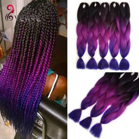 Purple Braiding Hair ombre Two Tone High Temperature Fiber expression braiding hair 100g/pcs synthetic braiding hair Extensions