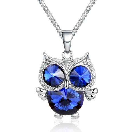 New Brand Fashion Charms Crystal Owl Necklace Vintage Cubic Zircon Diamond Long Chain Necklaces&Pendants Women Jewelry A002