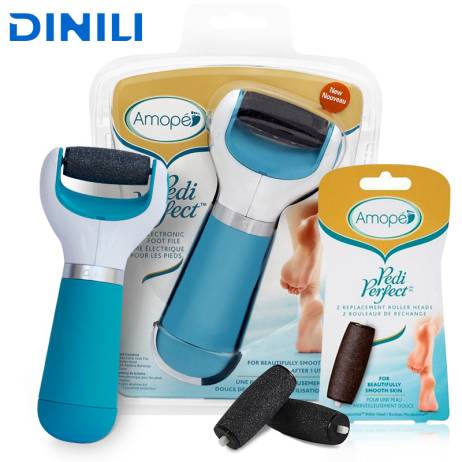 Amope Feet care tool smooth set electric pedicure foot file diamond blue pedicura skin callus remover & 2 replacement rollers